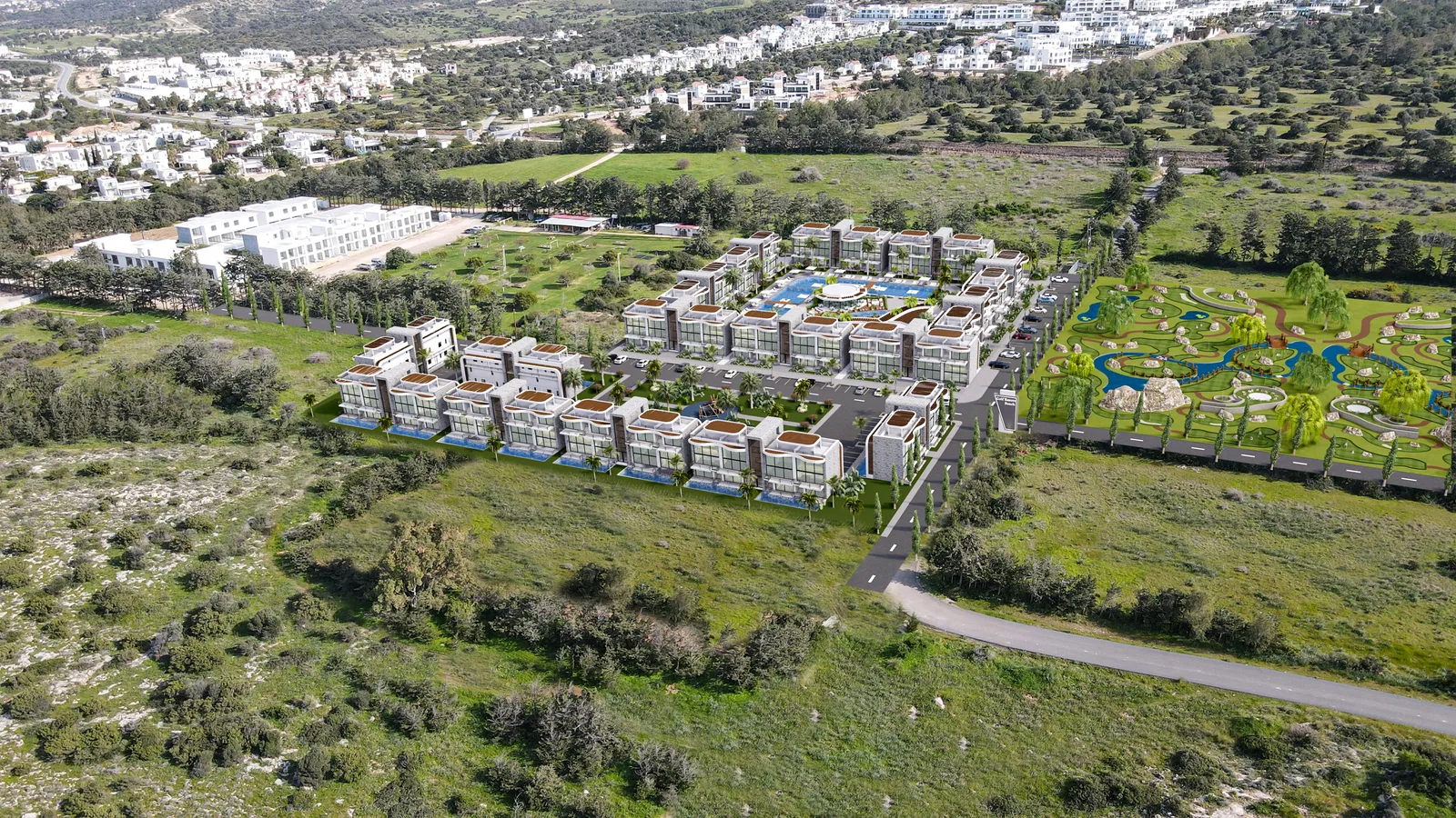 Kayim Development, Wohnanlage mit Pool- und Parklandschaft